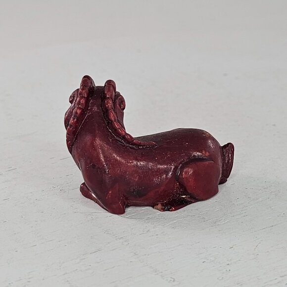 Vintage Red Goat Figurine Sculpture Ram Netsuke Lucky Feng Shui *Chip* - Picture 4 of 9